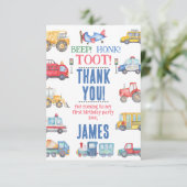 少年モダン輸送誕生日サンキューカード サンキューカード (スタンド正面)