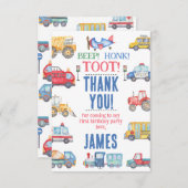 少年モダン輸送誕生日サンキューカード サンキューカード (正面/裏面)