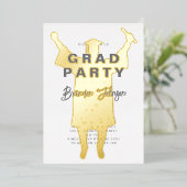 少年モダン金ゴールド卒業パーティー 箔招待状 (立ち正面)