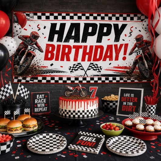 少年モトクロス ダートバイク レース 誕生日パーティー 横断幕