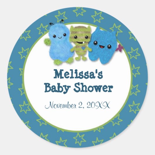 少年モンスターブーブベイビーシャワー空白のを覗くPABC #2 ラウンドシール (正面)