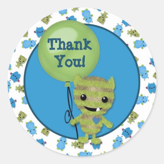 少年モンスターブーブベイビーシャワー空白のを覗くPABC #3 ラウンドシール (正面)