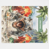 少年ユニークのためのティパーソナライズされたラノサウルス毛布 フリースブランケット (正面(横))