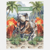 少年ユニークのためのTレックス恐竜毛布名前をカスタムする フリースブランケット (正面)