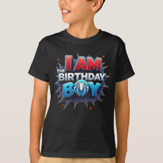 少年ユニーク用スパイダーウェブ誕生日パーティーシャツ Tシャツ