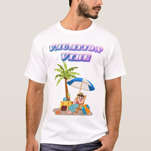 少年休暇バイブビーチTシャツ | 夏休み  Tシャツ (正面)
