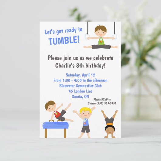 少年体操の誕生日パーティーの招待状 招待状 (スタンド正面)