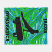 少年体操グリーンブルーポンメルホース フリースブランケット (正面(横))