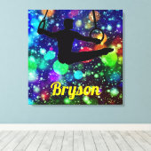 少年体操スチルリングや輪キャンバスアートと彼の名前 キャンバスプリント (インサイチュ (ウッドフロア))