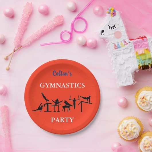 少年体操バースデーパーティープレートと名前 ペーパープレート (パーティー)