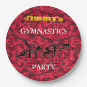 少年体操バースデーパーティー迷彩柄プレート付き/名前 ペーパープレート (正面)