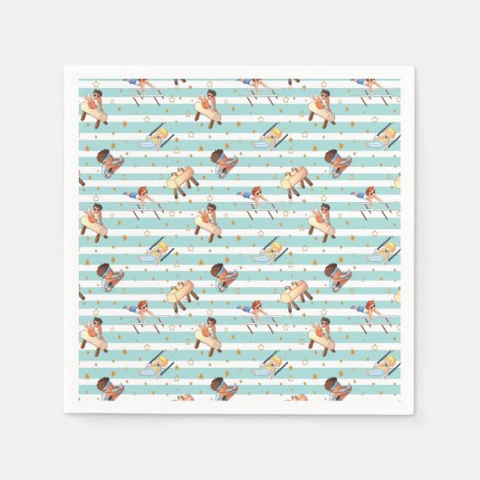 少年体操リングや輪パラレルバーポンメルホース スタンダードカクテルナプキン (正面)