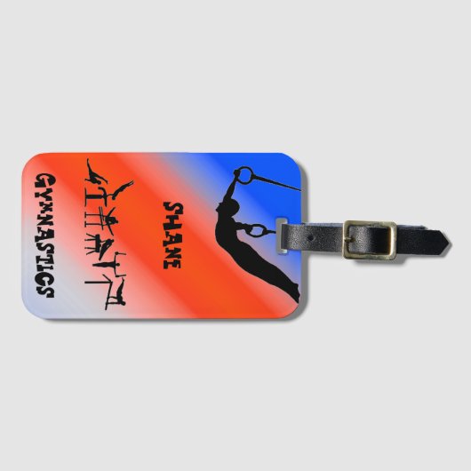 少年体操リングや輪愛国的赤白青 ラゲッジタグ (正面横)