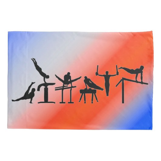 少年体操リングや輪愛国的赤白青 枕カバー (裏面)