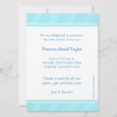 少年写真の赤ちゃんブルー生まれたばかりのアクアだ 案内状 (裏面)