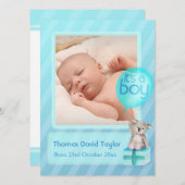 少年写真の赤ちゃんブルー生まれたばかりのアクアだ 案内状 (正面/裏面)