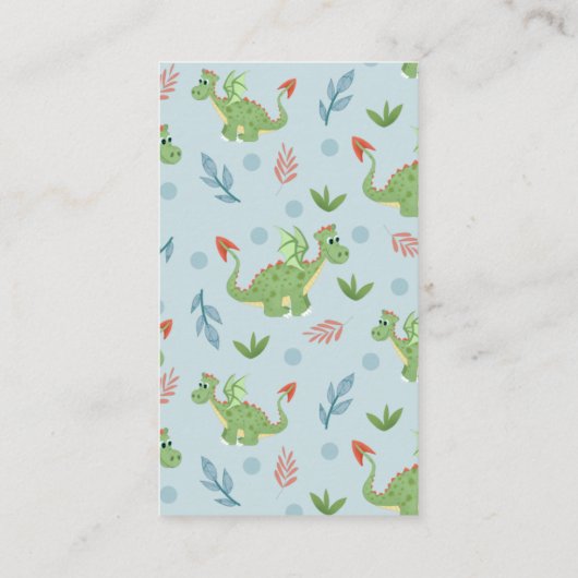 少年可愛いドラゴン赤ちゃんシャワーブック エンクロージャーカード (裏面)