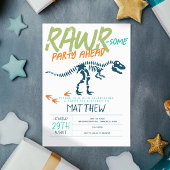 少年可愛いモダン恐竜の化石キッズ5誕生日 招待状