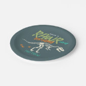 少年可愛い恐竜ディグ化石子供の誕生日 ペーパープレート (アングル)