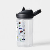 少年可愛い青い輸送車子供たち学校 ウォーターボトル (左面)