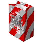 少年名 年齢 電車 ロコ グレー 5歳の誕生日 ミディアムペーパーバッグ (裏面アングル)