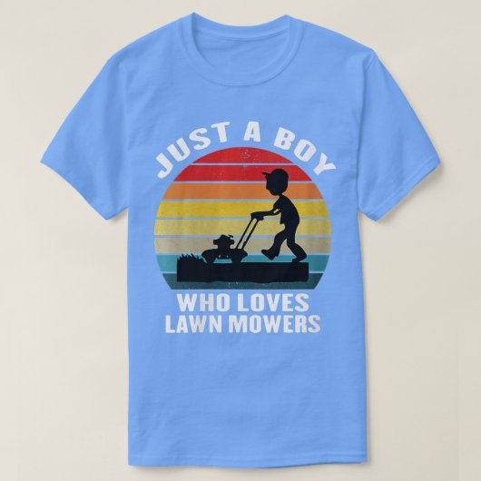 少年向けおもしろいの女性芝刈り芝刈機 Tシャツ (デザイン正面)