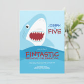 少年向けかわいいサメの誕生日招待状 招待状 (スタンド正面)