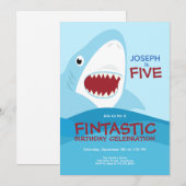 少年向けかわいいサメの誕生日招待状 招待状 (正面/裏面)