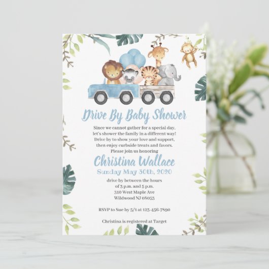 少年向けのベビーシャワー招待状による動物追い 招待状 (スタンド正面)