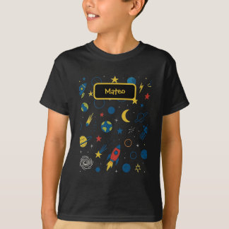 少年向けのロケットと星のギャラクシーTシャツ Tシャツ