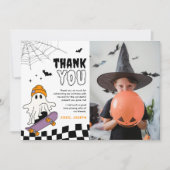 少年向けの不気味なハロウィン誕生日写真の感謝カード サンキューカード (正面)