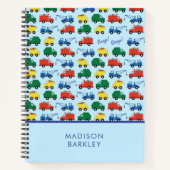 少年向けの建設トラックのかわいい子供用、子供の名前をこのかわいいトラックのノートブックジャーナルに追 ノートブック (正面)