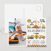 少年向けの現代的な建設デザインの子供の誕生日カード ポストカード (正面/裏面)