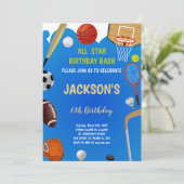 少年向けの編集可能オールスターパーティー招待状 招待状 (スタンド正面)