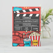 少年向けの赤い映画の夜の誕生日パーティー 招待状 (スタンド正面)