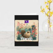 少年向けの面白い東京動物アライグマのコスチューム カード (黄色い花)