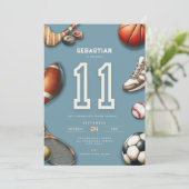 少年向けオールスタースポーツ11歳の誕生日招待状 招待状 (スタンド正面)