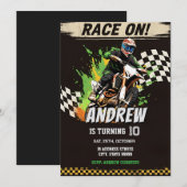 少年向けカスタムモトクロス ダートバイクの誕生日 招待状 (正面/裏面)