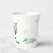 少年向けクールなモダンカラフル飛行機誕生日パーティー 紙コップ (左)