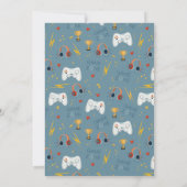 少年向けクールブルーのビデオゲーム誕生日 招待状 (裏面)