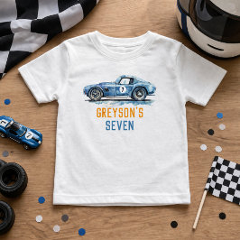 少年向けクールブルーレースカーバースデー トドラーTシャツ