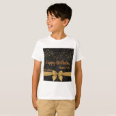 少年向けベーシックハッピーバースデーお祝いテキスト画像 Tシャツ (正面フル)