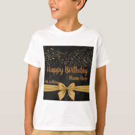 少年向けベーシックハッピーバースデーお祝いテキスト画像 Tシャツ