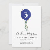 少年向けミニマリストキッズバロン誕生日 招待状 (正面)