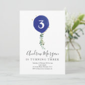 少年向けミニマリストキッズバロン誕生日 招待状 (スタンド正面)