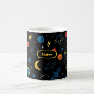 少年向けロケット宇宙船と惑星のスペースマグ コーヒーマグカップ