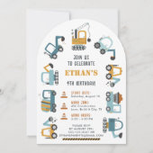 少年向け建設テーマの誕生日招待状 招待状 (正面)