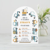 少年向け建設テーマの誕生日招待状 招待状 (スタンド正面)