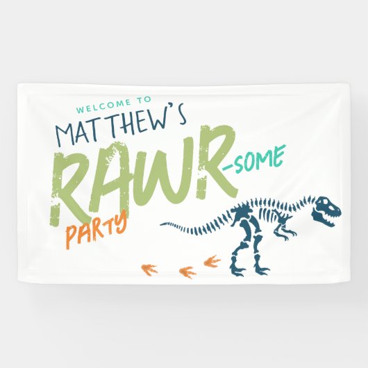 少年向け恐竜T-Rex誕生日おめでとう 横断幕 (横)