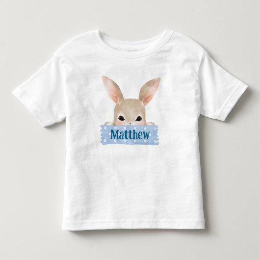 少年向け水彩ブルーイースターバニーTシャツ トドラーTシャツ (正面)